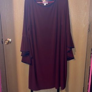 Maroon dress with bell sleeves
